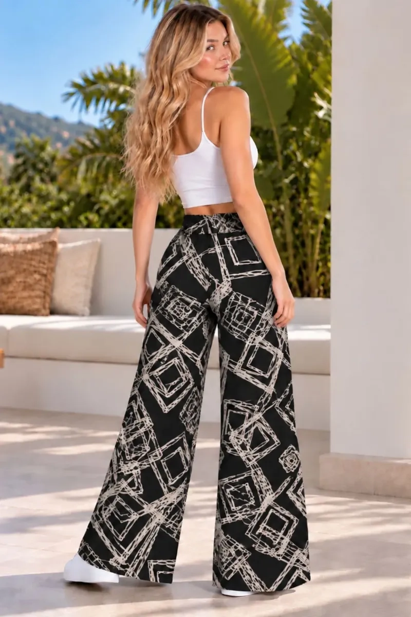 PANTALON PALAZZO MUJER. ALGODON ESTAMPADO PRIMAVERA. 734 - 5
