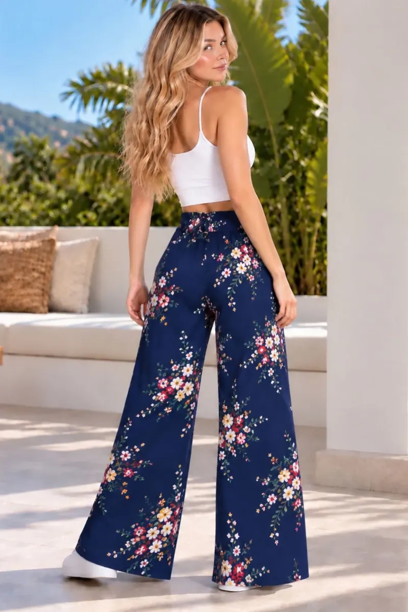 PANTALON PALAZZO MUJER. ALGODON ESTAMPADO PRIMAVERA. 734 - 5