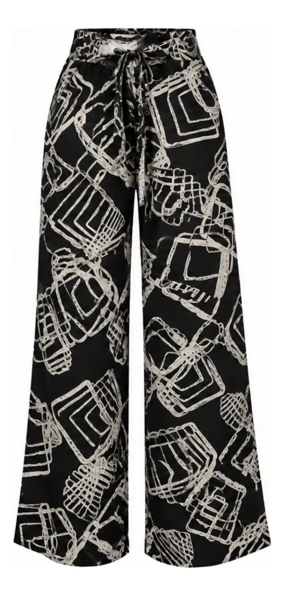 PANTALON PALAZZO MUJER. ALGODON ESTAMPADO PRIMAVERA. 734 - 6