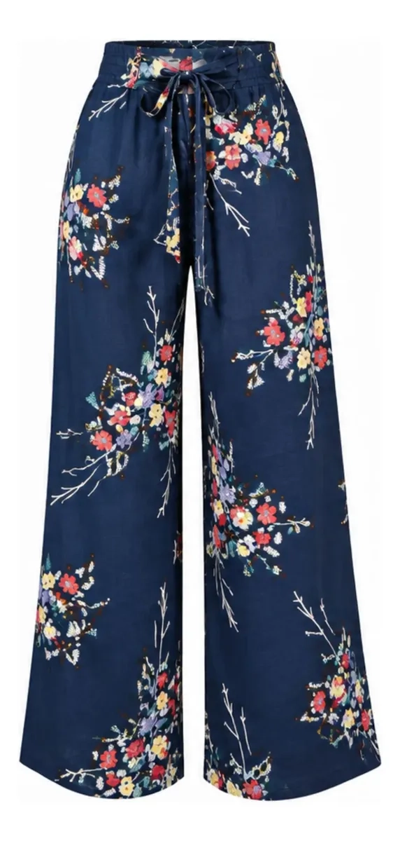 PANTALON PALAZZO MUJER. ALGODON ESTAMPADO PRIMAVERA. 734 - 6