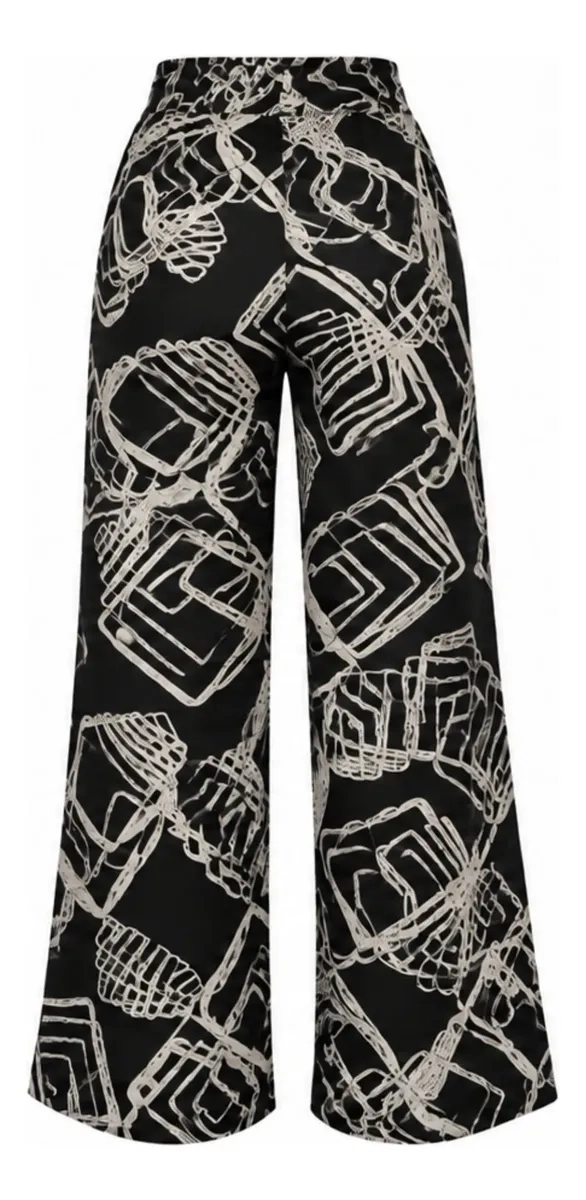 PANTALON PALAZZO MUJER. ALGODON ESTAMPADO PRIMAVERA. 734 - 7