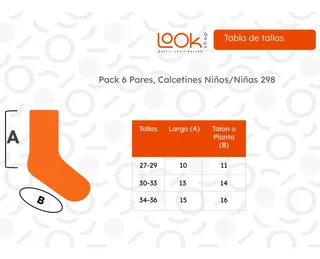PACK 6 PARES, CALCETINES NIÑOS/NIÑAS ALGODON, DISEÑOS 298 - 8
