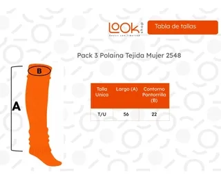PACK 3 POLAINA LANA INVIERNO ABRIGADORAS MUJER NIÑA COLORES 2548 - 5