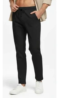 PANTALON LINO HOMBRE, CORTE RECTO, PRETINA ELASTICADA 7141 - 3