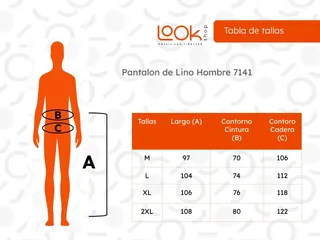 PANTALON LINO HOMBRE, CORTE RECTO, PRETINA ELASTICADA 7141 - 6