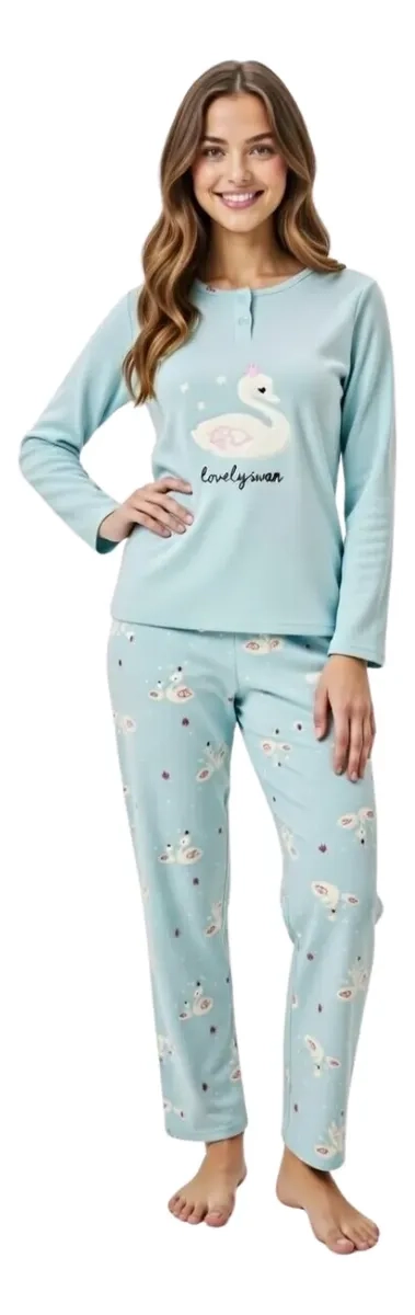 PIJAMA MUJER MICROPOLAR. FLAMENGO. DOS BOTONES 495 - 2