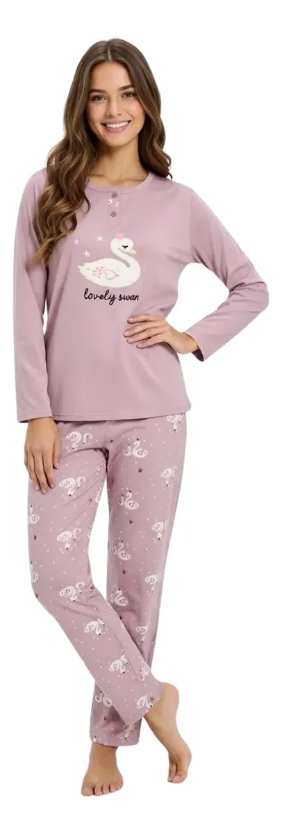 PIJAMA MUJER MICROPOLAR. FLAMENGO. DOS BOTONES 495 - 2