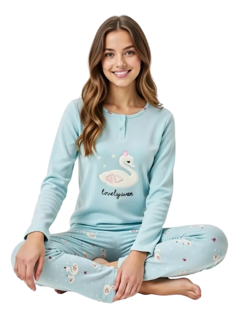 PIJAMA MUJER MICROPOLAR. FLAMENGO. DOS BOTONES 495 - 3