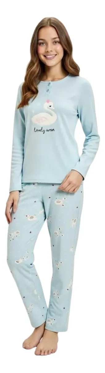PIJAMA MUJER MICROPOLAR. FLAMENGO. DOS BOTONES 495 - 4