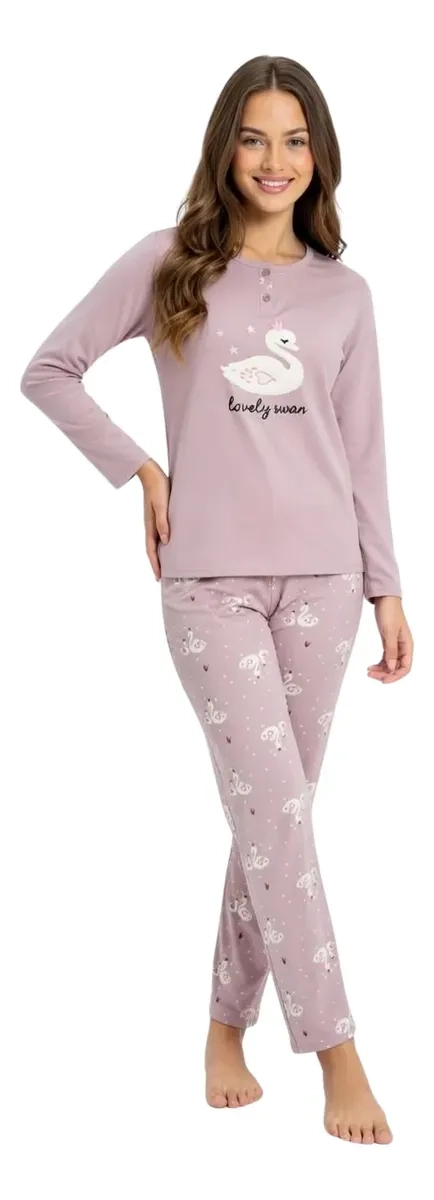 PIJAMA MUJER MICROPOLAR. FLAMENGO. DOS BOTONES 495 - 4