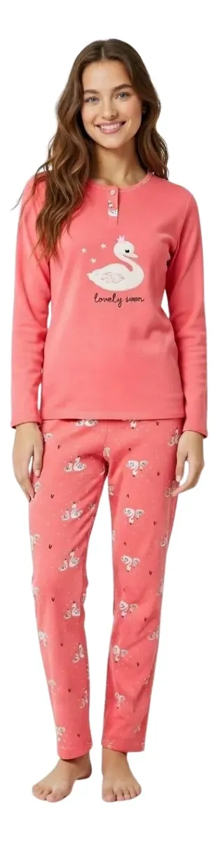 PIJAMA MUJER MICROPOLAR. FLAMENGO. DOS BOTONES 495 - 4