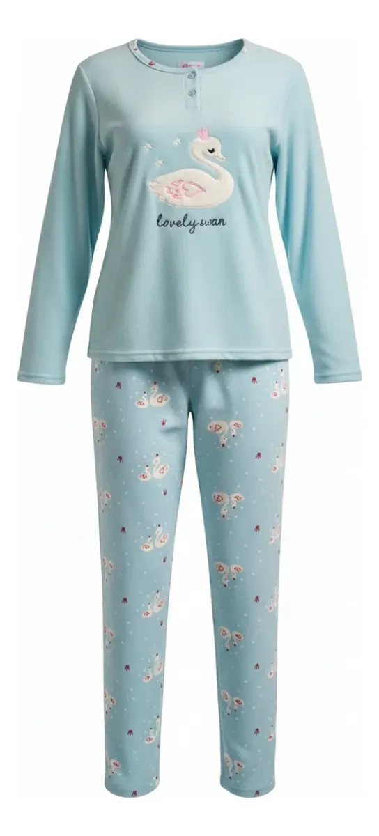 PIJAMA MUJER MICROPOLAR. FLAMENGO. DOS BOTONES 495 - 5