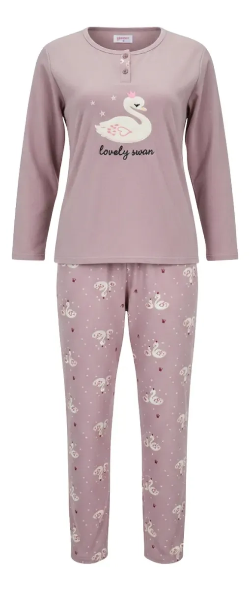 PIJAMA MUJER MICROPOLAR. FLAMENGO. DOS BOTONES 495 - 5