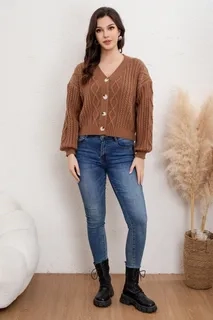SWEATER MUJER MANGA GLOBO ACANALADO. COLORES. VARIEDADES 7027 - 4