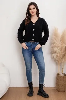 SWEATER MUJER MANGA GLOBO ACANALADO. COLORES. VARIEDADES 7027 - 4