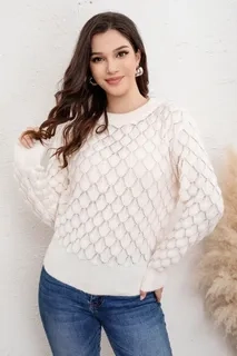 SWEATER MUJER TEJIDO PREMIUM, CUELLO REDONDO, LANA 7021 - 3