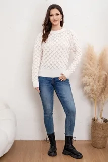 SWEATER MUJER TEJIDO PREMIUM, CUELLO REDONDO, LANA 7021 - 4