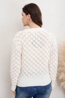 SWEATER MUJER TEJIDO PREMIUM, CUELLO REDONDO, LANA 7021 - 5