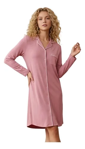CAMISA DE DORMIR MUJER ELEGANTE RIBETES. CALIDAD PREMIUM 5316 - 1