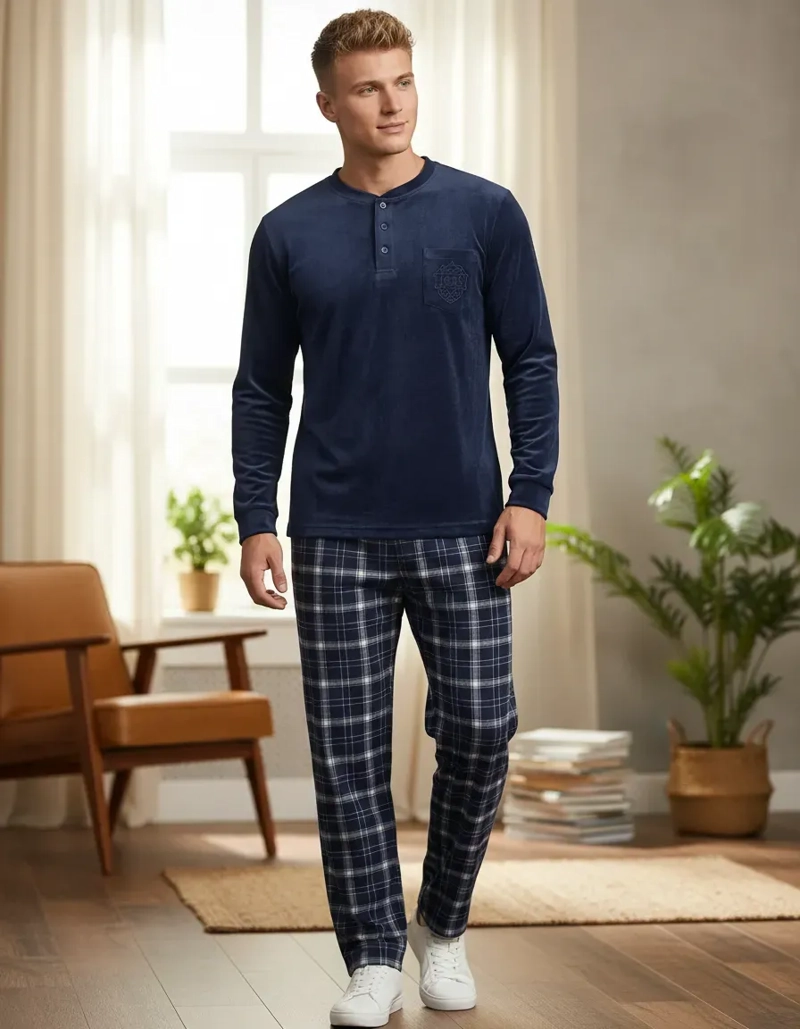 PIJAMA HOMBRE MICROPOLAR INVIERNO TERMICO 2 PIEZAS 5385 - 1