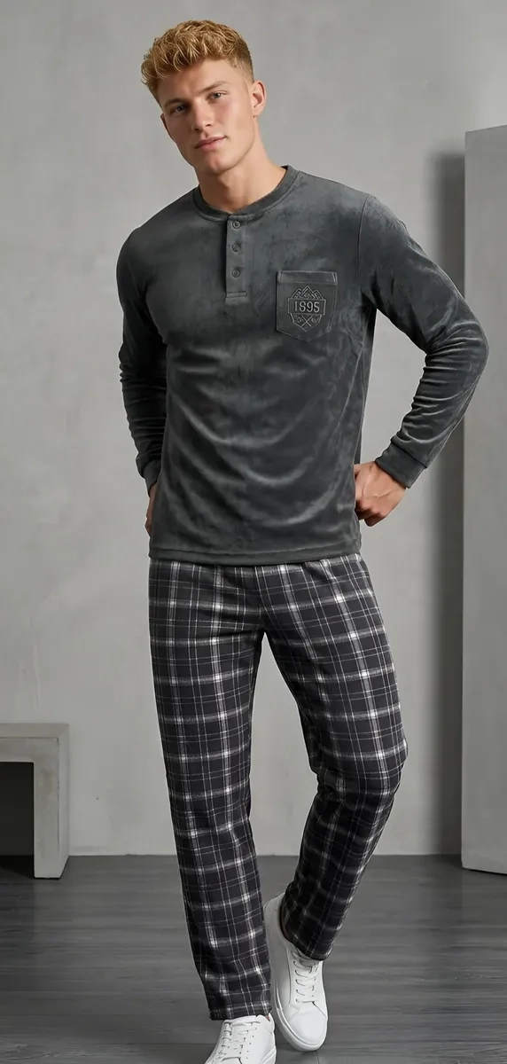 PIJAMA HOMBRE MICROPOLAR INVIERNO TERMICO 2 PIEZAS 5385 - 2
