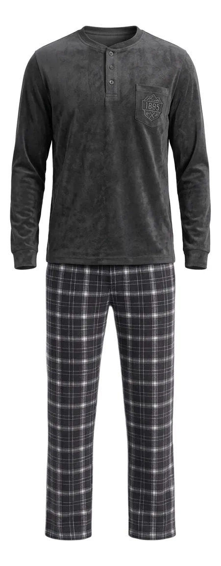 PIJAMA HOMBRE MICROPOLAR INVIERNO TERMICO 2 PIEZAS 5385 - 5