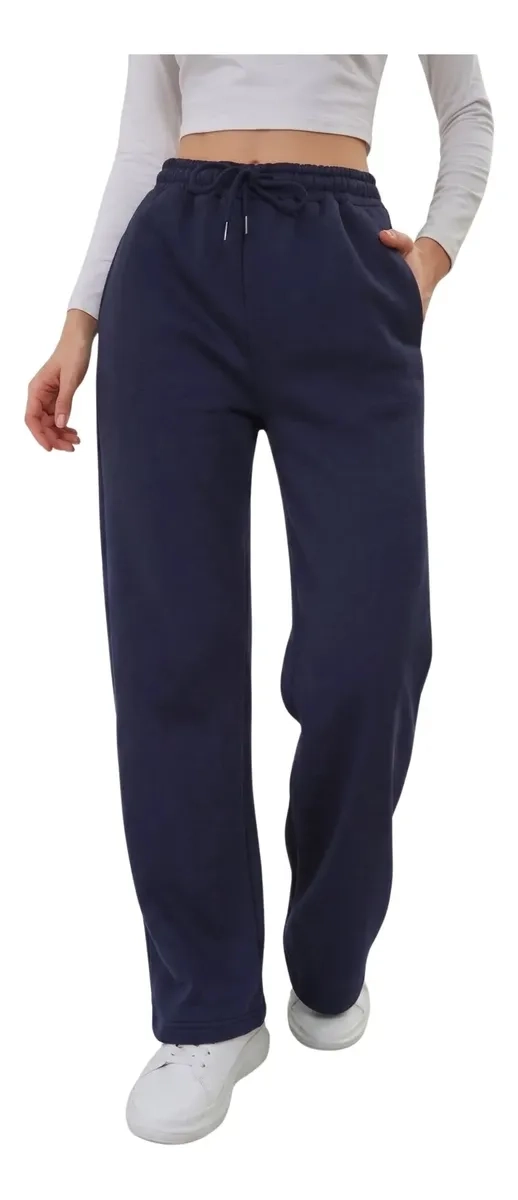 PANTALON RECTO. JOGGER BUZO MUJER ALGODON FORRO POLAR 138 - 1