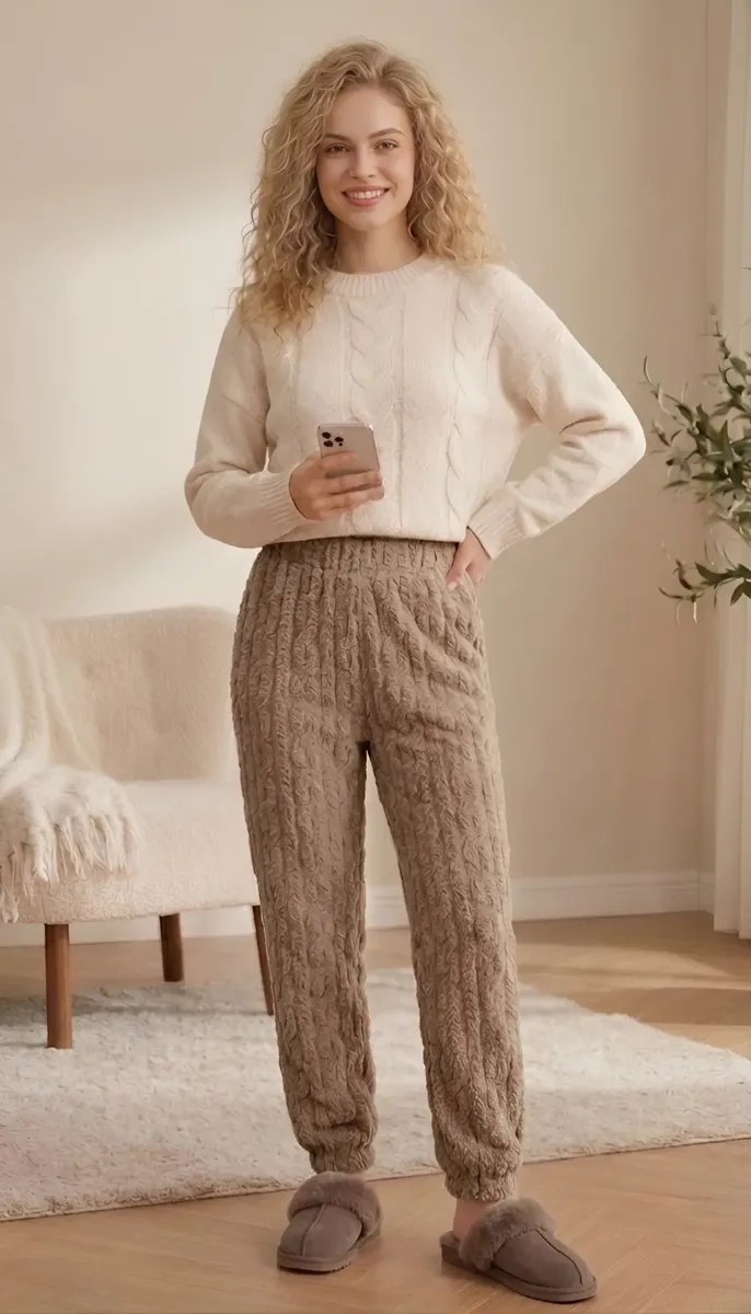 PIJAMA PANTALON DE DORMIR POLAR INVIERNO MUJER, HOMBRE 1085 - 2