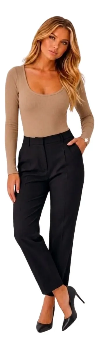 BODY MUJER MANGA LARGA ACANALADO MODELADOR CUELLO REDONDO 9026 - 3