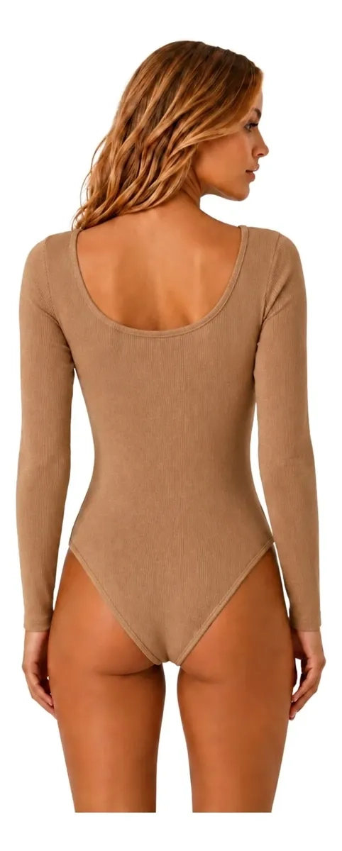 BODY MUJER MANGA LARGA ACANALADO MODELADOR CUELLO REDONDO 9026 - 4