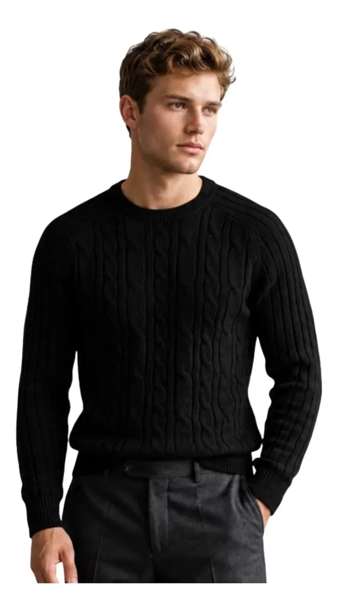 SWEATER HOMBRE CHALECO LANA. DISEÑO TRENZADO INVIERNO 7261 - 1
