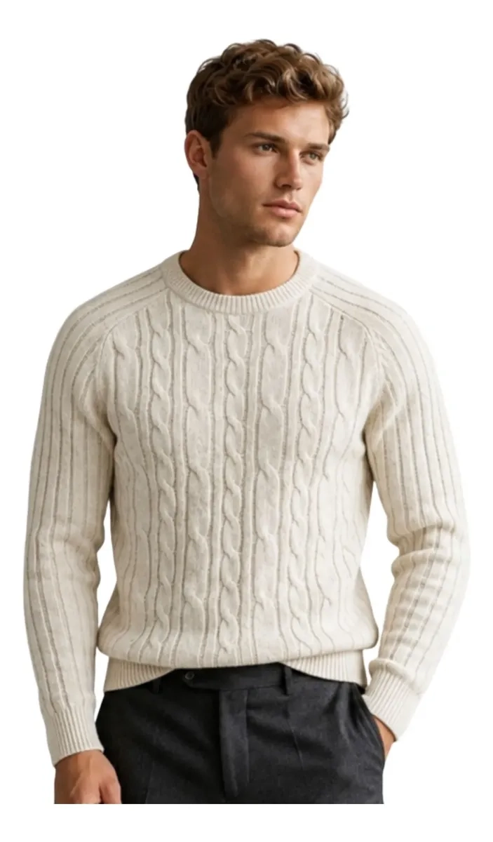 SWEATER HOMBRE CHALECO LANA. DISEÑO TRENZADO INVIERNO 7261 - 1