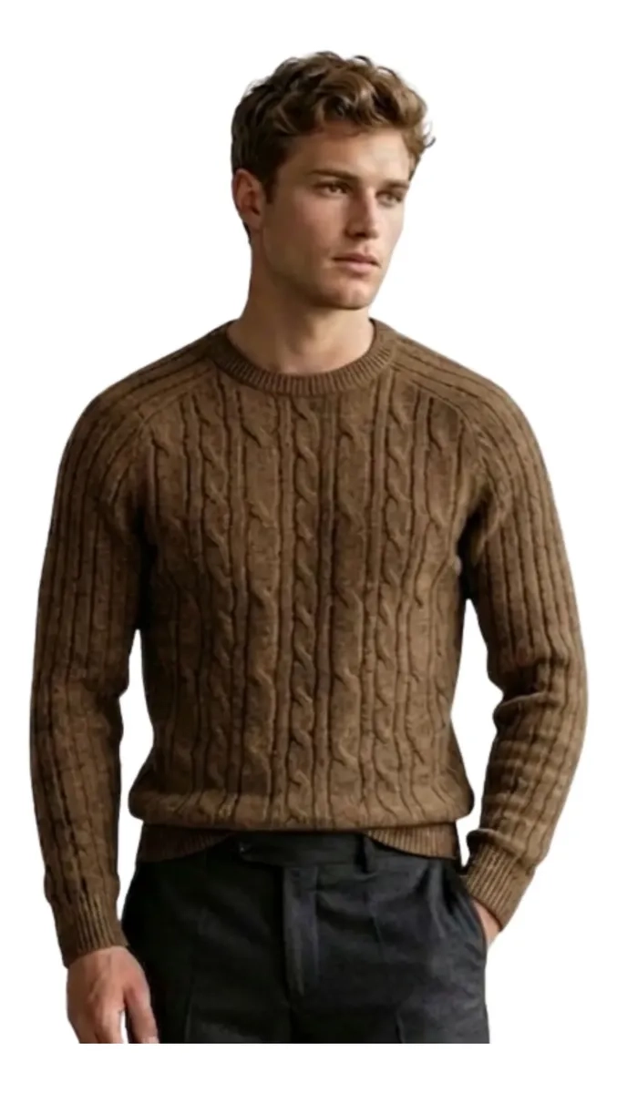 SWEATER HOMBRE CHALECO LANA. DISEÑO TRENZADO INVIERNO 7261 - 1