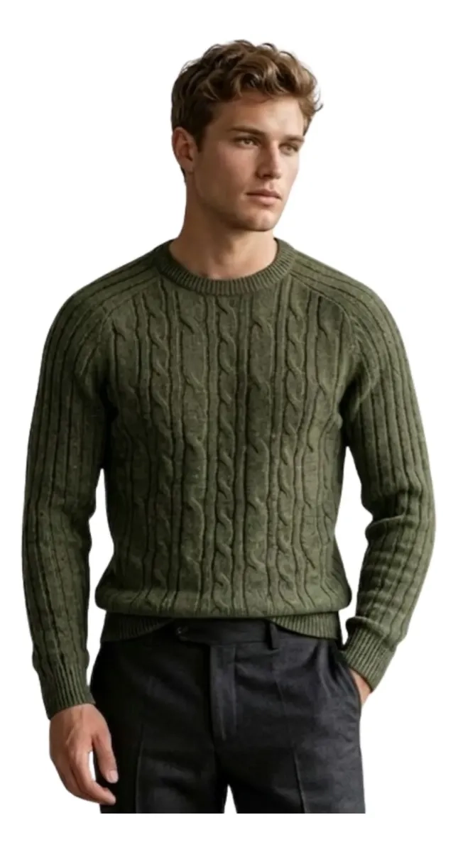 SWEATER HOMBRE CHALECO LANA. DISEÑO TRENZADO INVIERNO 7261 - 1