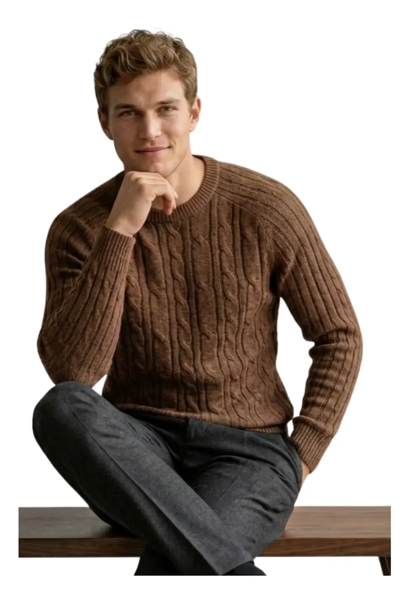 SWEATER HOMBRE CHALECO LANA. DISEÑO TRENZADO INVIERNO 7261 - 2