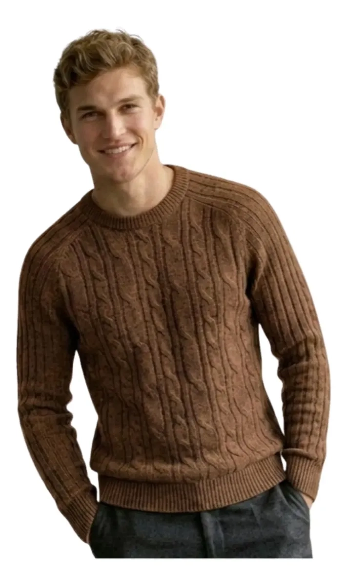 SWEATER HOMBRE CHALECO LANA. DISEÑO TRENZADO INVIERNO 7261 - 3