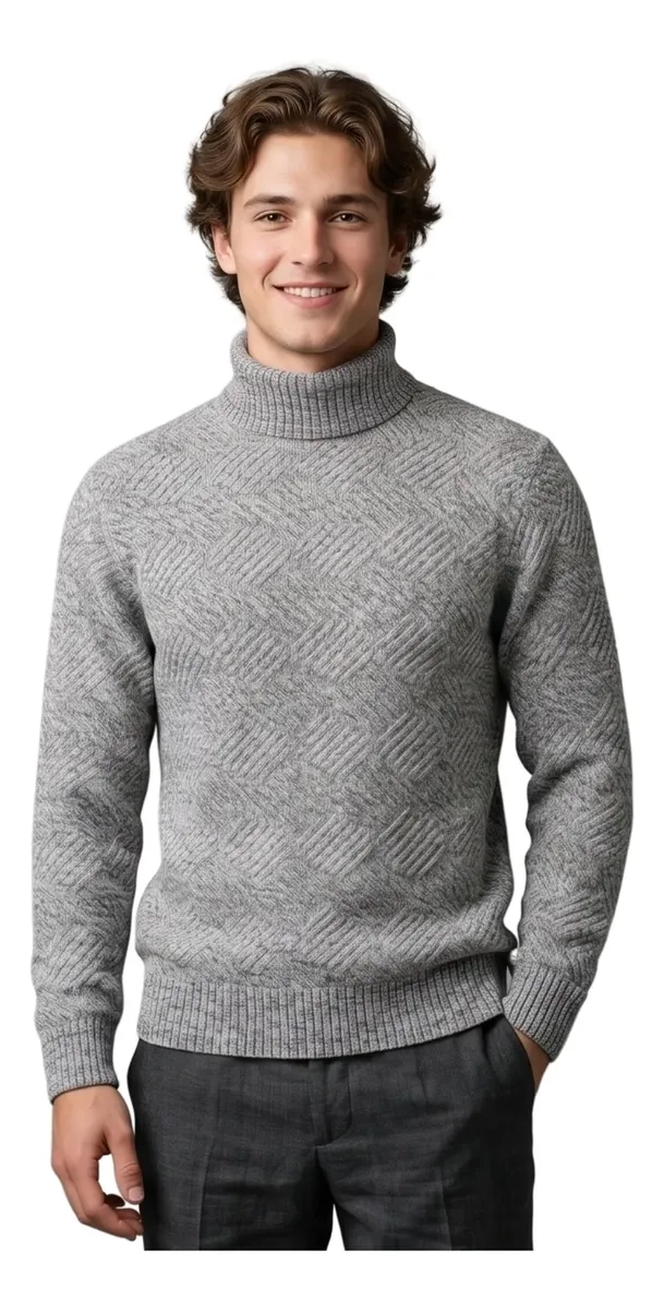 SWEATER HOMBRE CUELLO ALTO TEJIDO DE LANA PREMIUM ELEGANTE 7206 - 1
