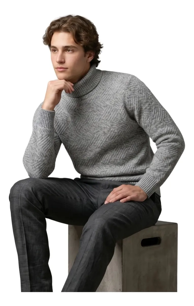 SWEATER HOMBRE CUELLO ALTO TEJIDO DE LANA PREMIUM ELEGANTE 7206 - 2