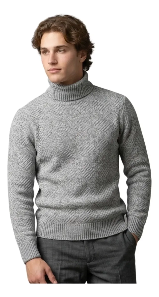 SWEATER HOMBRE CUELLO ALTO TEJIDO DE LANA PREMIUM ELEGANTE 7206 - 3