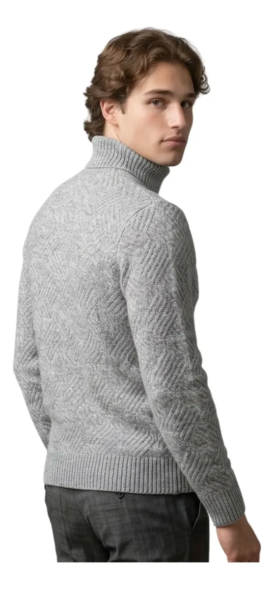 SWEATER HOMBRE CUELLO ALTO TEJIDO DE LANA PREMIUM ELEGANTE 7206 - 4