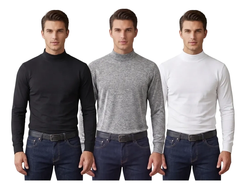 PACK 3 CAMISETA BEATLE HOMBRE JUVENIL. ALGODON MANGA LARGA 6516 - 1