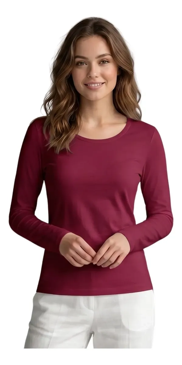 CAMISETA INVIERNO MUJER FORRO POLAR ELASTICADA COLORES 301 - 1