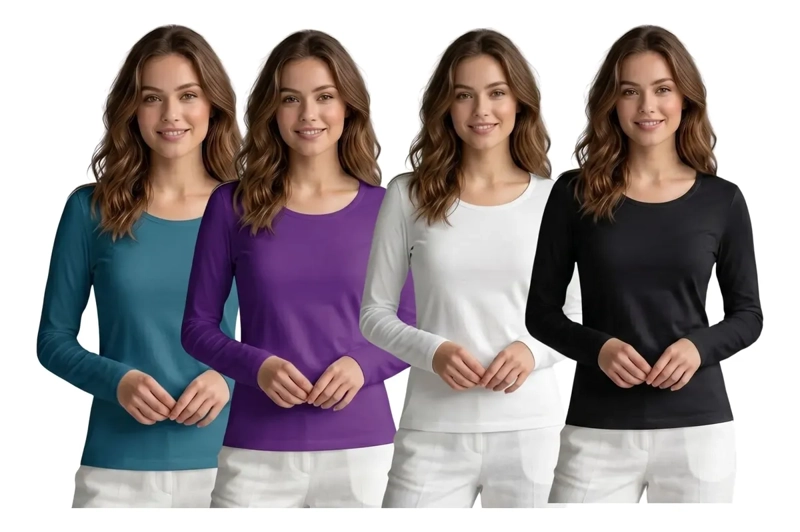 PACK 4 CAMISETA INVIERNO MUJER FORRO POLAR ELASTICADA COLORES 301 - 1