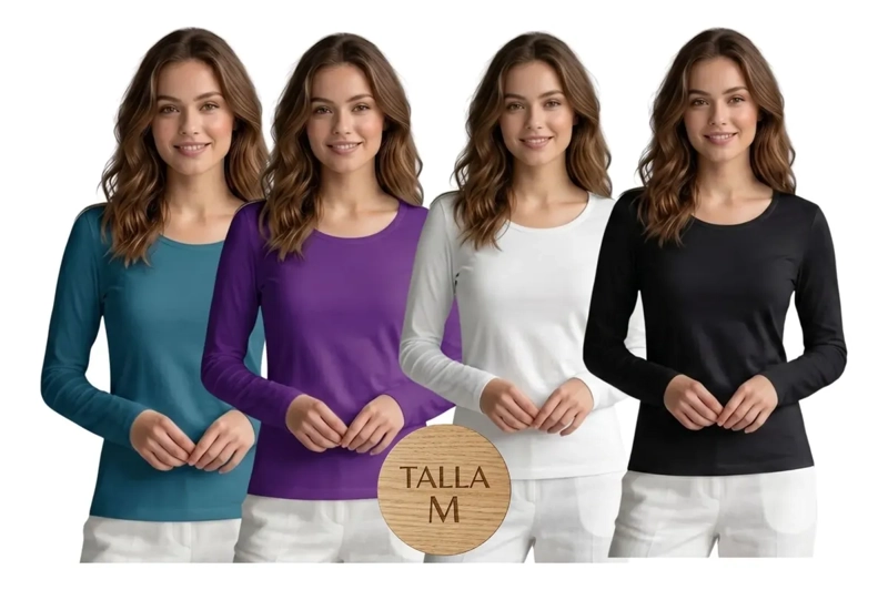 PACK 4 CAMISETA INVIERNO MUJER FORRO POLAR ELASTICADA COLORES 301 - 2