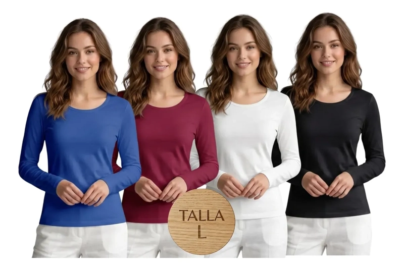 PACK 4 CAMISETA INVIERNO MUJER FORRO POLAR ELASTICADA COLORES 301 - 3