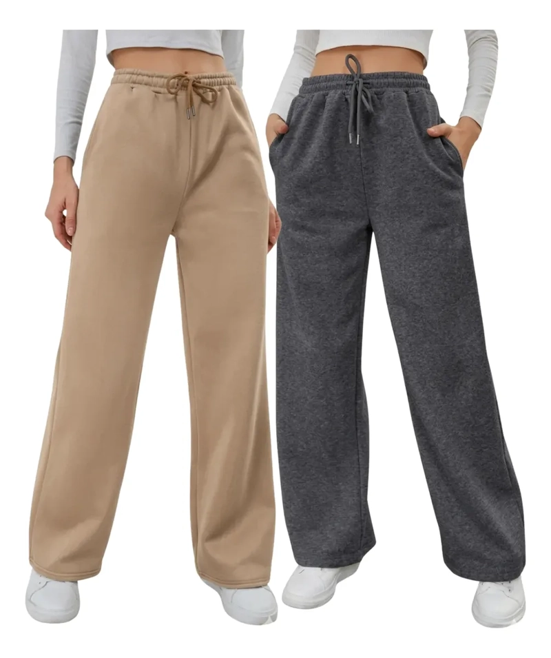 PACK 2 PANTALON JOGGER MUJER RECTO FORRO INTERIOR CORDERITO 8675 - 1