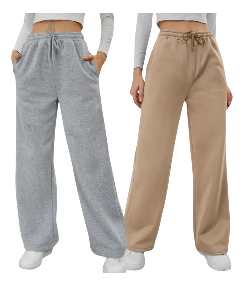 PACK 2 PANTALON JOGGER MUJER RECTO FORRO INTERIOR CORDERITO 8675 - 2