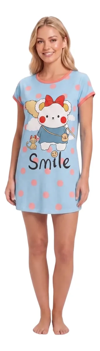 PIJAMA MUJER VERANO ALGODON CAMISA DE DORMIR JUVENIL 406 - 1