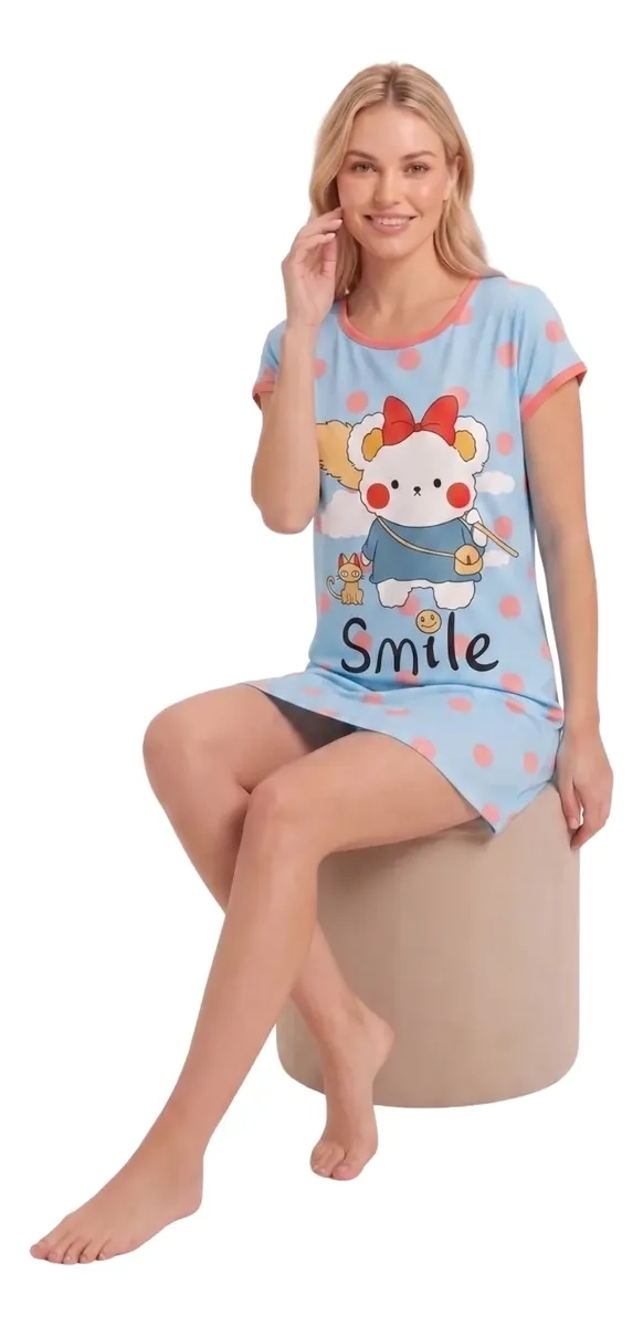 PIJAMA MUJER VERANO ALGODON CAMISA DE DORMIR JUVENIL 406 - 2