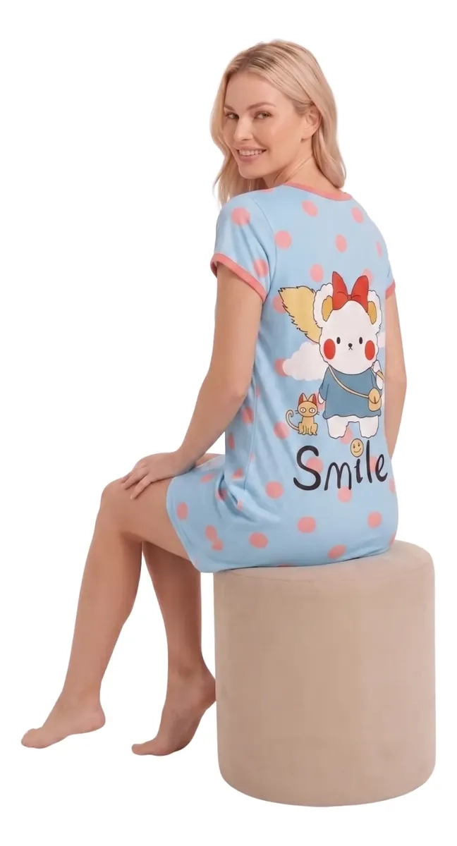 PIJAMA MUJER VERANO ALGODON CAMISA DE DORMIR JUVENIL 406 - 4